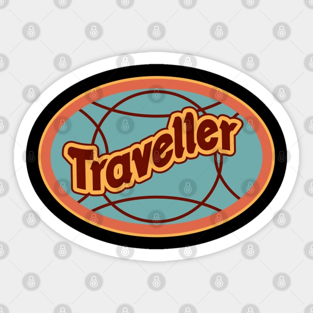 Retro Traveder Badge - Vintage backpacker Sticker - Classic Travel Illustration Sticker by Boogosh